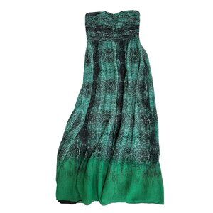 Moulinette Soeurs Strapless Green and Black Dress